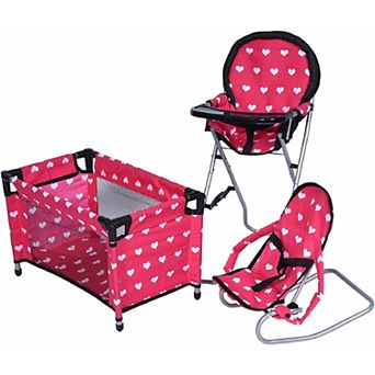 3-1 Doll Bouncer and Pack N Play Pink for 18-inch Dolls
