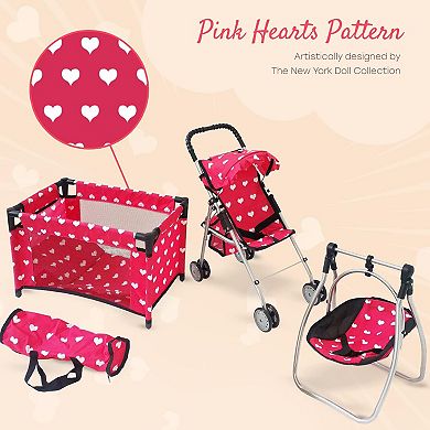 3-1 Baby Doll Furniture Set with Baby Doll Stroller, Baby Doll Crib, Baby Doll Swing