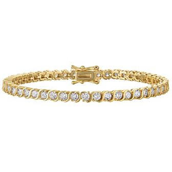 Ivy Sharpe 14k Gold Plated Cubic Zirconia S-Link Tennis Bracelet