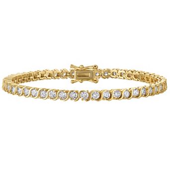 Ivy Sharpe 14k Gold Plated Cubic Zirconia S-Link Tennis Bracelet