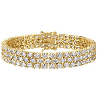 Ivy Sharpe 14k Gold Plated 3-Row Cubic Zirconia Bracelet