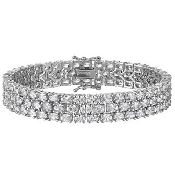 Ivy Sharpe 14k Gold Plated 3-Row Cubic Zirconia Bracelet