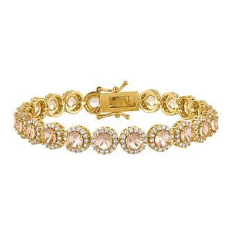 Ivy Sharpe Gold Plated Simulated Gemstone Halo Tennis Bracelet
