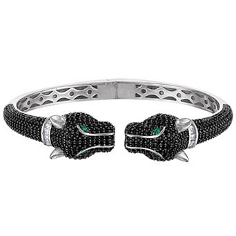Ivy Sharpe Black Cubic Zirconia Panther Bangle Bracelet