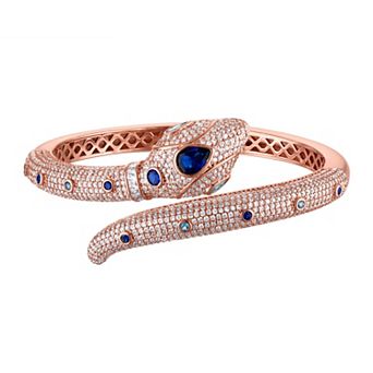 Ivy Sharpe 14k Rose Gold Plated Cubic Zirconia Snake Bangle Bracelet