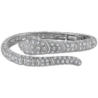Ivy Sharpe Silver Plated Cubic Zirconia Snake Bangle Bracelet