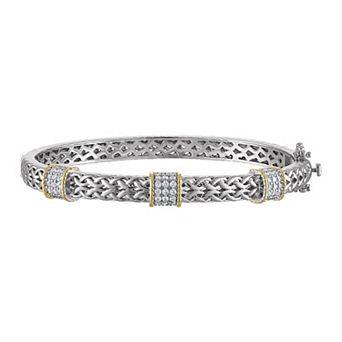 Ivy Sharpe Silver Tone Cubic Zirconia Weave Bangle Bracelet