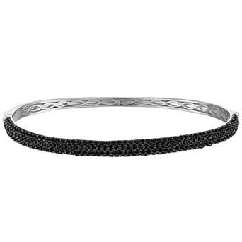 Ivy Sharpe Silver Plated Black Cubic Zirconia Bangle Bracelet