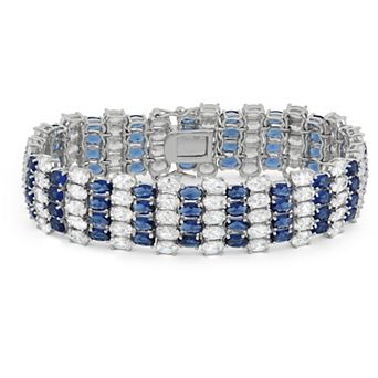Ivy Sharpe Silver Plated Simulated Sapphire & Cubic Zirconia Bracelet