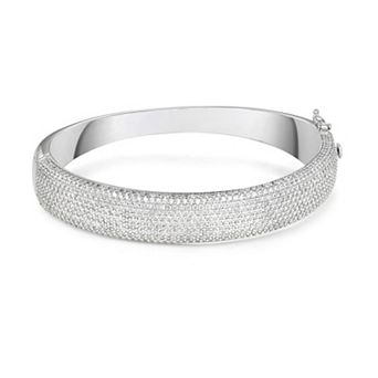 Ivy Sharpe Silver Plated Pave Cubic Zirconia Bangle Bracelet