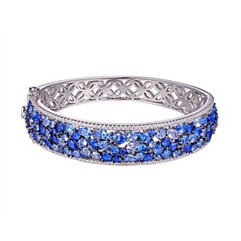 Ivy Sharpe Silver Plated Multi Blue Cubic Zirconia Bangle Bracelet