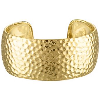Ivy Sharpe 14k Gold Plated Hammered Bangle Bracelet