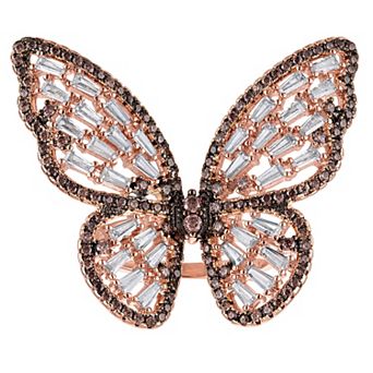 Ivy Sharpe Silver Plated Cubic Zirconia Butterfly Ring