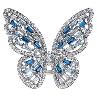 Ivy Sharpe Silver Plated Cubic Zirconia Butterfly Ring