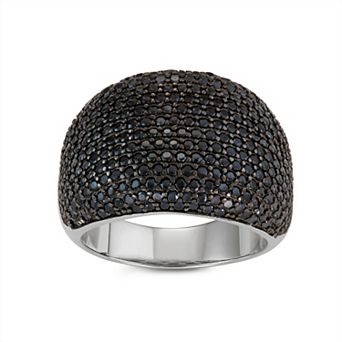 Ivy Sharpe Silver Plated Black Cubic Zirconia Ring