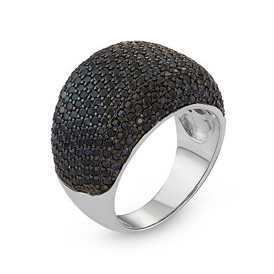 Ivy Sharpe Silver Plated Black Cubic Zirconia Ring