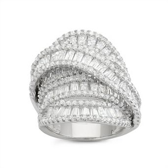 Ivy Sharpe Silver Plated Cubic Zirconia Crossover Ring
