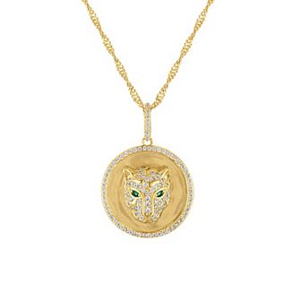 Ivy Sharpe 14k Gold Plated Cubic Zirconia Panther Pendant Necklace
