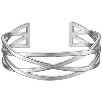 Ivy Sharpe Silver Plated Crossover Bangle Bracelet