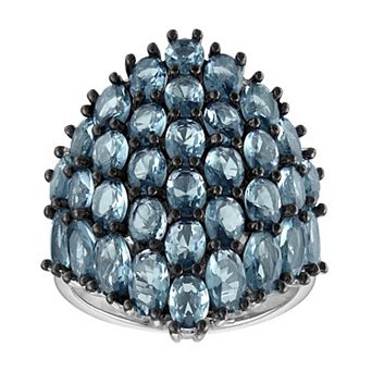 Ivy Sharpe Silver Tone Simulated Blue Topaz Ring