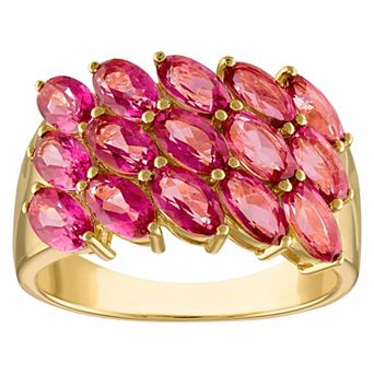 Ivy Sharpe 14k Gold Plated Simulated Pink Sapphire Ring