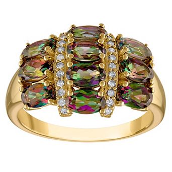 Ivy Sharpe 14k Gold Plated Simulated Rainbow Topaz Ring