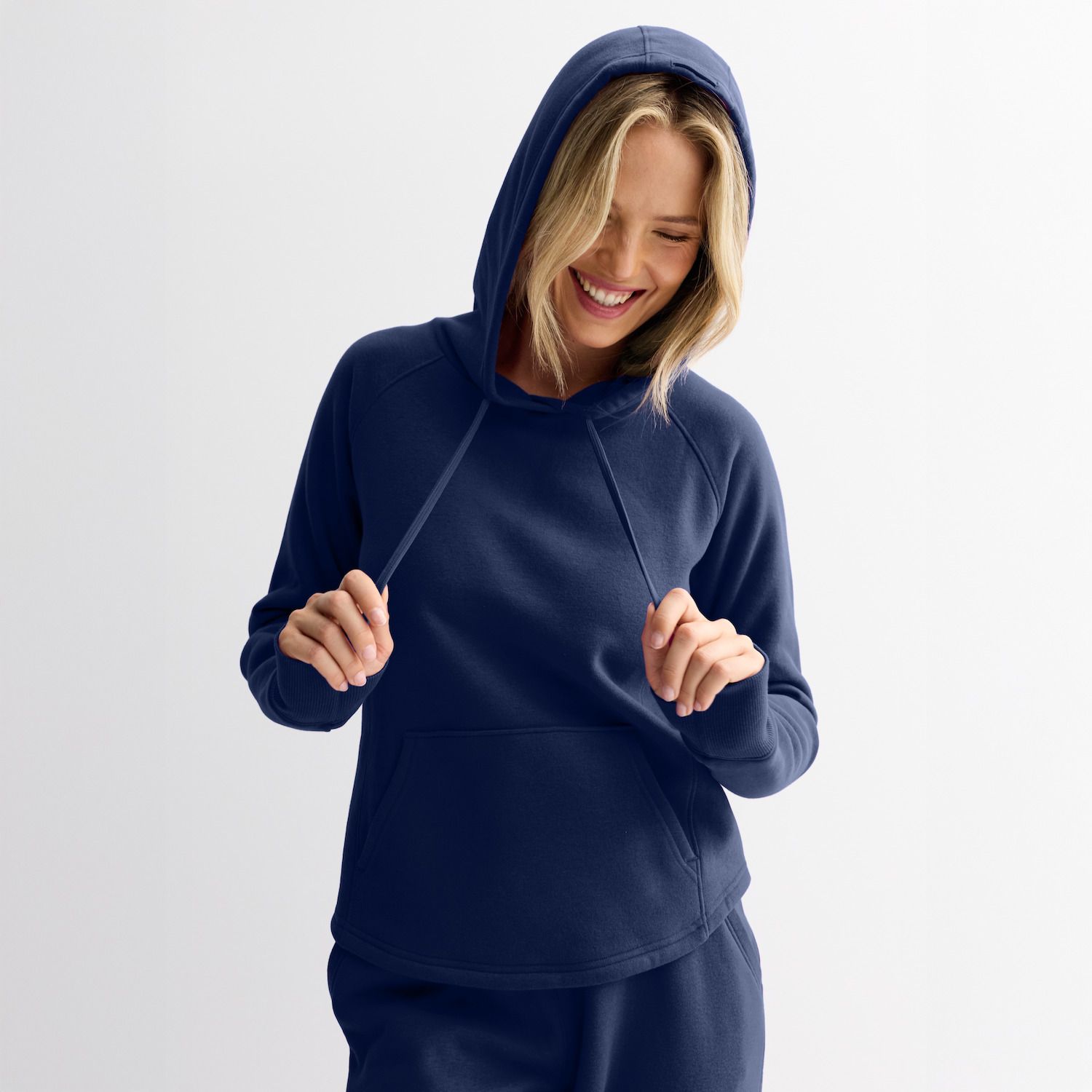 UoCefik Womens Lightweight Sweatshirt Hooded Waffle Knit V-Neck Long Sleeve Hoodie Oversized Fall Button Down Drawstring Pullover Fashion Casual Winter Shirts Navy L