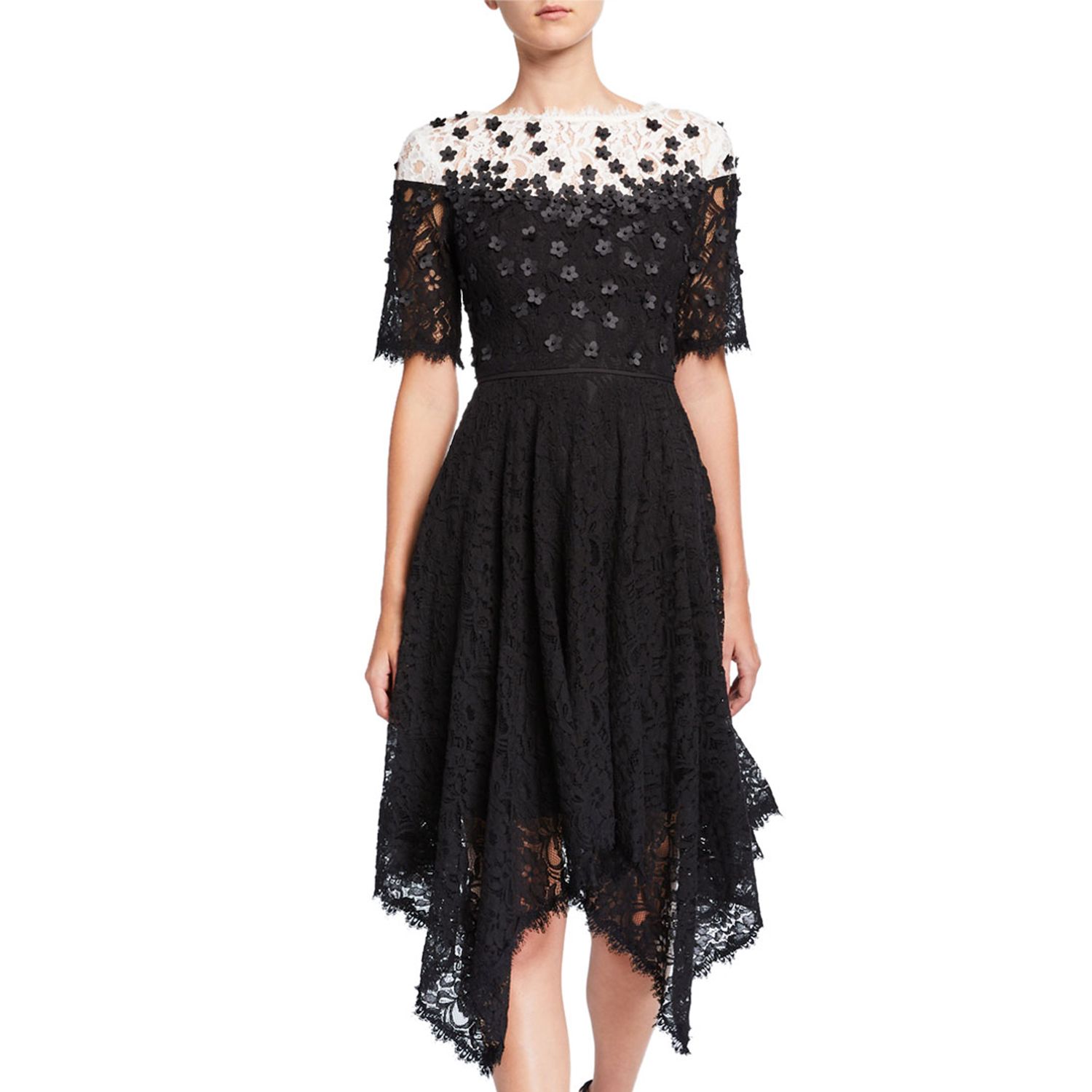 Женские платья Focus By Shani Floral Applique Lace Handkerchief Dress