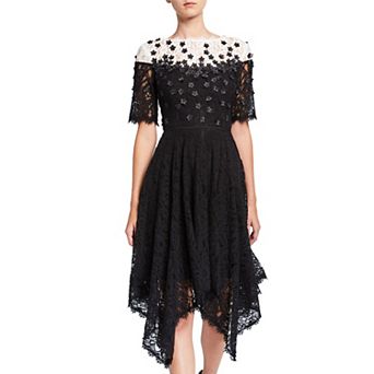 Women's Focus By Shani Floral Applique Lace Handkerchief Dress