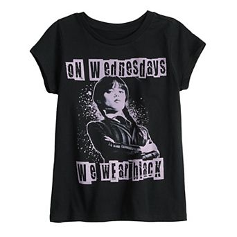 Girls 7-16 Wednesday On Wednesdays We Wear Black Graphic Tee