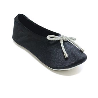 isotoner Satin Ballerina Women's Bow Accent Slippers