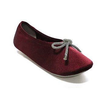 isotoner Satin Ballerina Women's Bow Accent Slippers