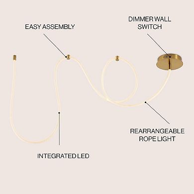 Serafina Minimalist 360° Adjustable Neon LED Rope Light, Dimmable Linear Flush Mount Fixture