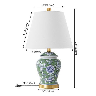 Penelope French Country Cottage Ceramic Iron Chinoiserie Ginger Jar LED Table Lamp