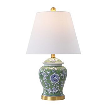Penelope French Country Cottage Ceramic Iron Chinoiserie Ginger Jar LED Table Lamp