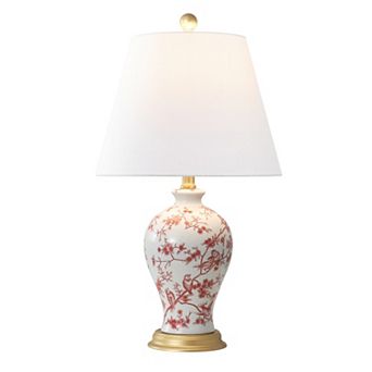 Grace French Country Cottage Ceramic Iron Floral Urn LED Table Lamp