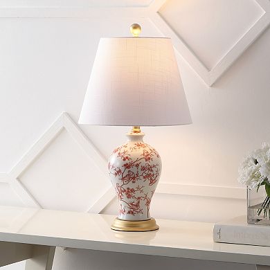 Grace French Country Cottage Ceramic Iron Floral Urn LED Table Lamp