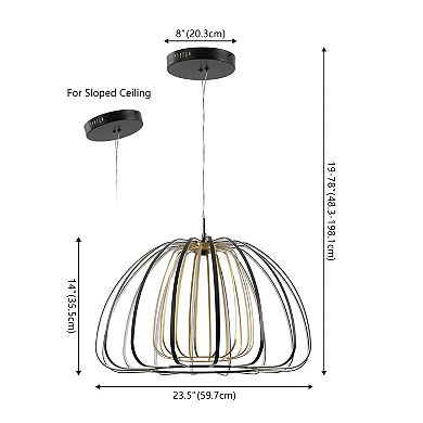 Gigi Modern Glam Metal Adjustable Dimmable Stripe Cage Integrated LED Pendant