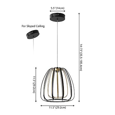 Gigi Modern Glam Metal Adjustable Dimmable Stripe Cage Integrated LED Pendant