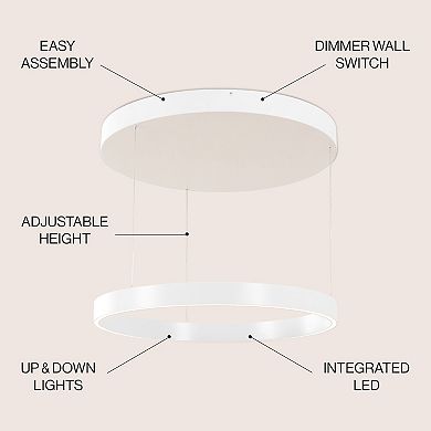 Jense Minimalist Modern Metal Adjustable Dimmable Ring LED Pendant