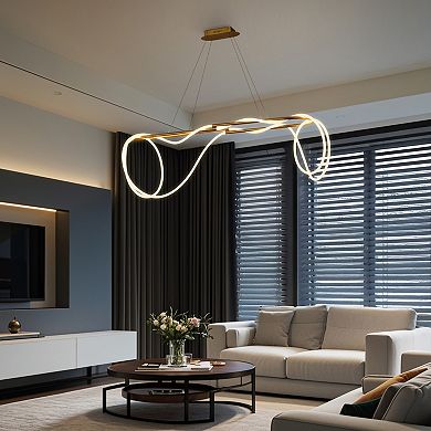 Lisette Contemporary Minimalist Adjustable Silicone Rope Metal Dimmable Integrated LED Chandelier