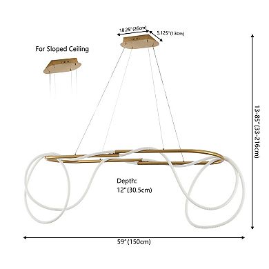 Lisette Contemporary Minimalist Adjustable Silicone Rope Metal Dimmable Integrated LED Chandelier