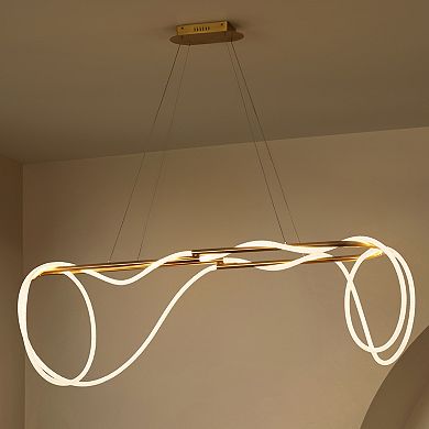 Lisette Contemporary Minimalist Adjustable Silicone Rope Metal Dimmable Integrated LED Chandelier