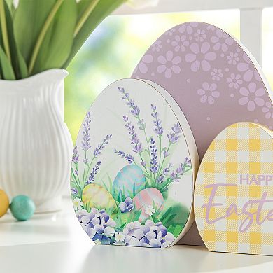 Glitzhome 7.75"H Lovely Happy Easter Wooden Eggs Table Decor
