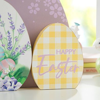 Glitzhome 7.75"H Lovely Happy Easter Wooden Eggs Table Decor
