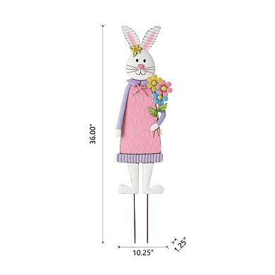 Glitzhome 36"H Metal Bunny Girl Yard Stake