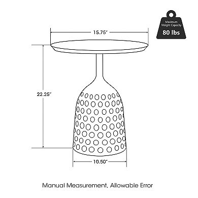 Glitzhome Metal Wine Bottle Shaped Accent Table With Wooden Top