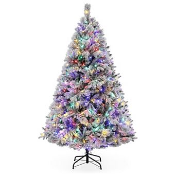 6 Ft White Flocked Pre-Lit Christmas Tree