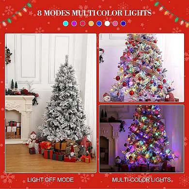 6 Ft White Flocked Pre-Lit Christmas Tree