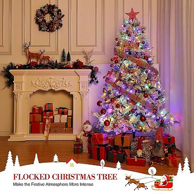 6 Ft White Flocked Pre-Lit Christmas Tree